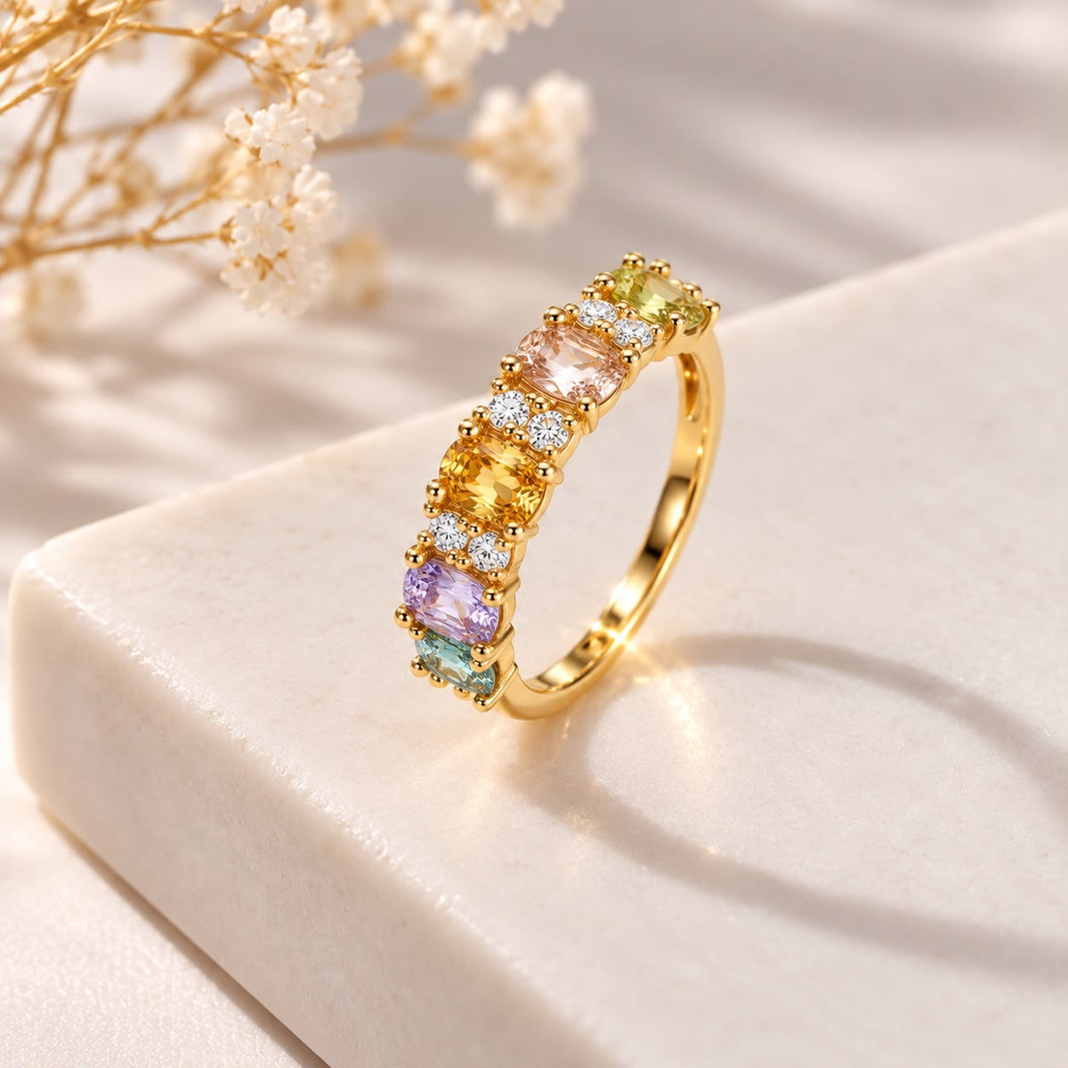Aurora Bloom Ring – vergoldet mit farbigen Zirkonia